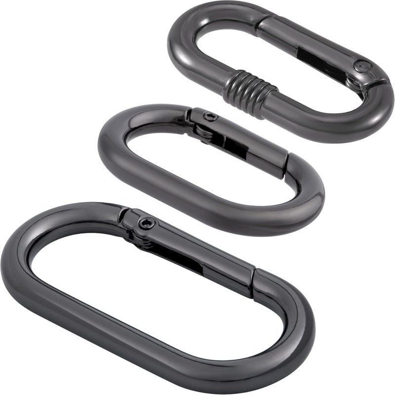 STSTR 3pcs Oval Spring Ring Clips, Metal Keyring Purse Clip, Heavy Duty Opening O Ring Carabiner for Keychains,Backpacks, Keys - Image 1